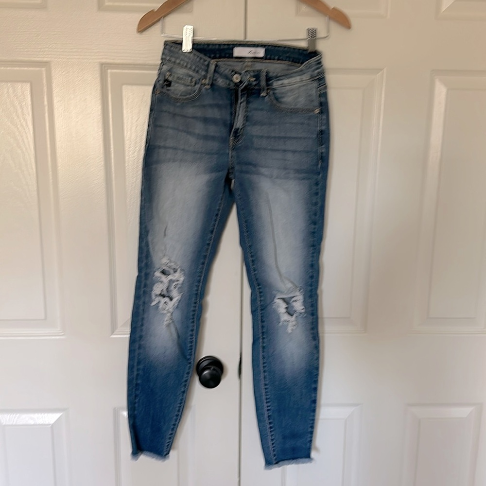 KanCan skinny, distressed ankle length jeans